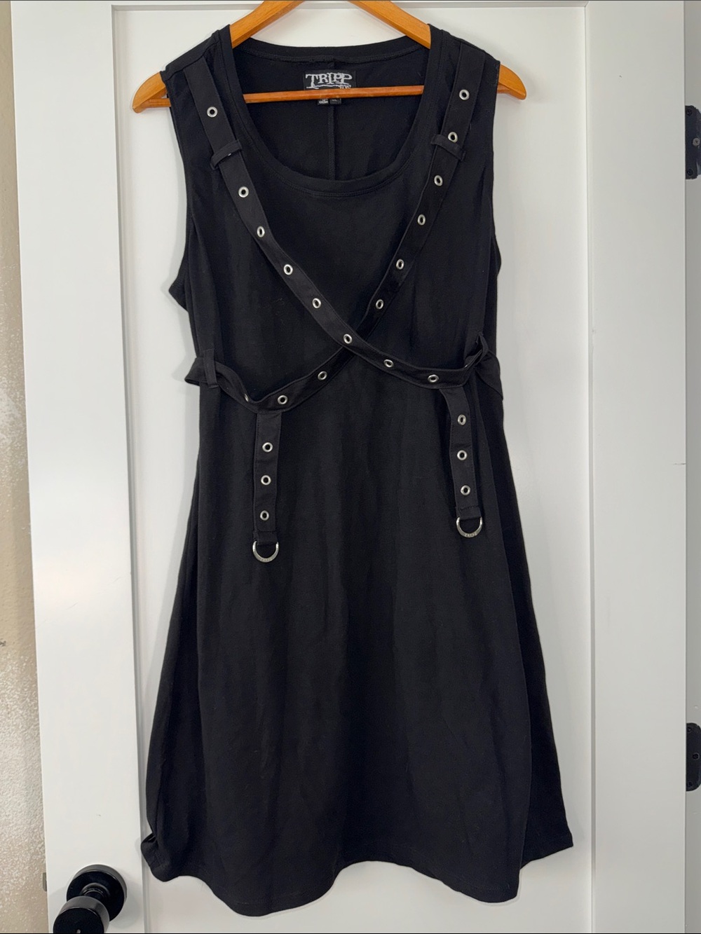 Tripp nyc Black Sleeveless Eyelet Harness Dress Sz XL Punk Emocore gothic
